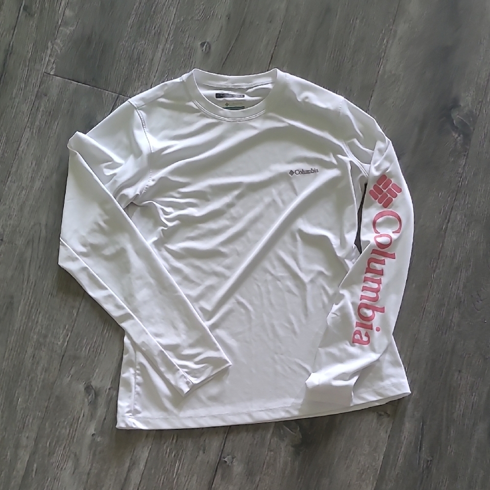 Columbia White and Red Long Sleeve Tee